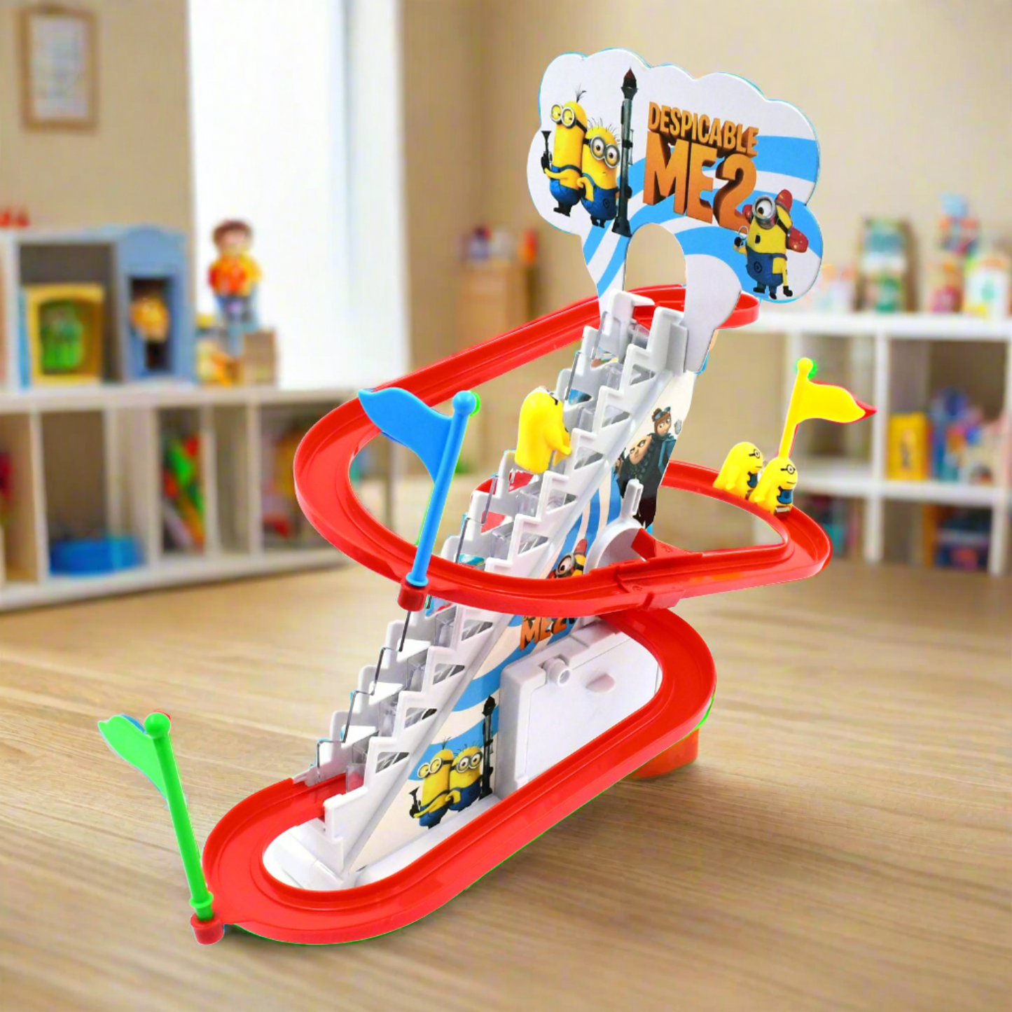 Ducks Climb Stairs Toy Roller Coaster, Electric Duck Chasing Race Track Set, Fun Duck Stair Climbing Toy with Flashing Lights Music and 3 Ducks, Small Ducks Climbing Toys - Springkart 
