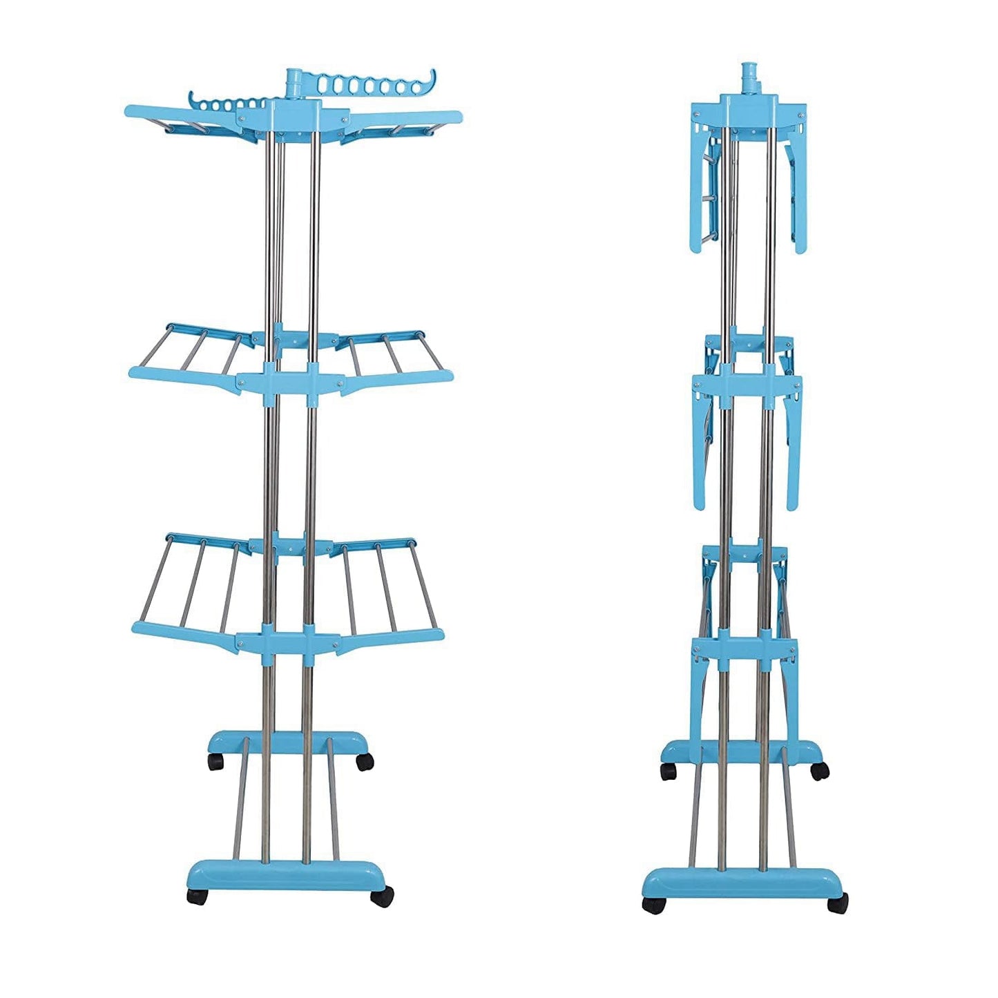 Premium Heavy Duty Stainless Steel 3 Layer Foldable Cloth Drying Stand (1 Set / With Brown Box) - Springkart 