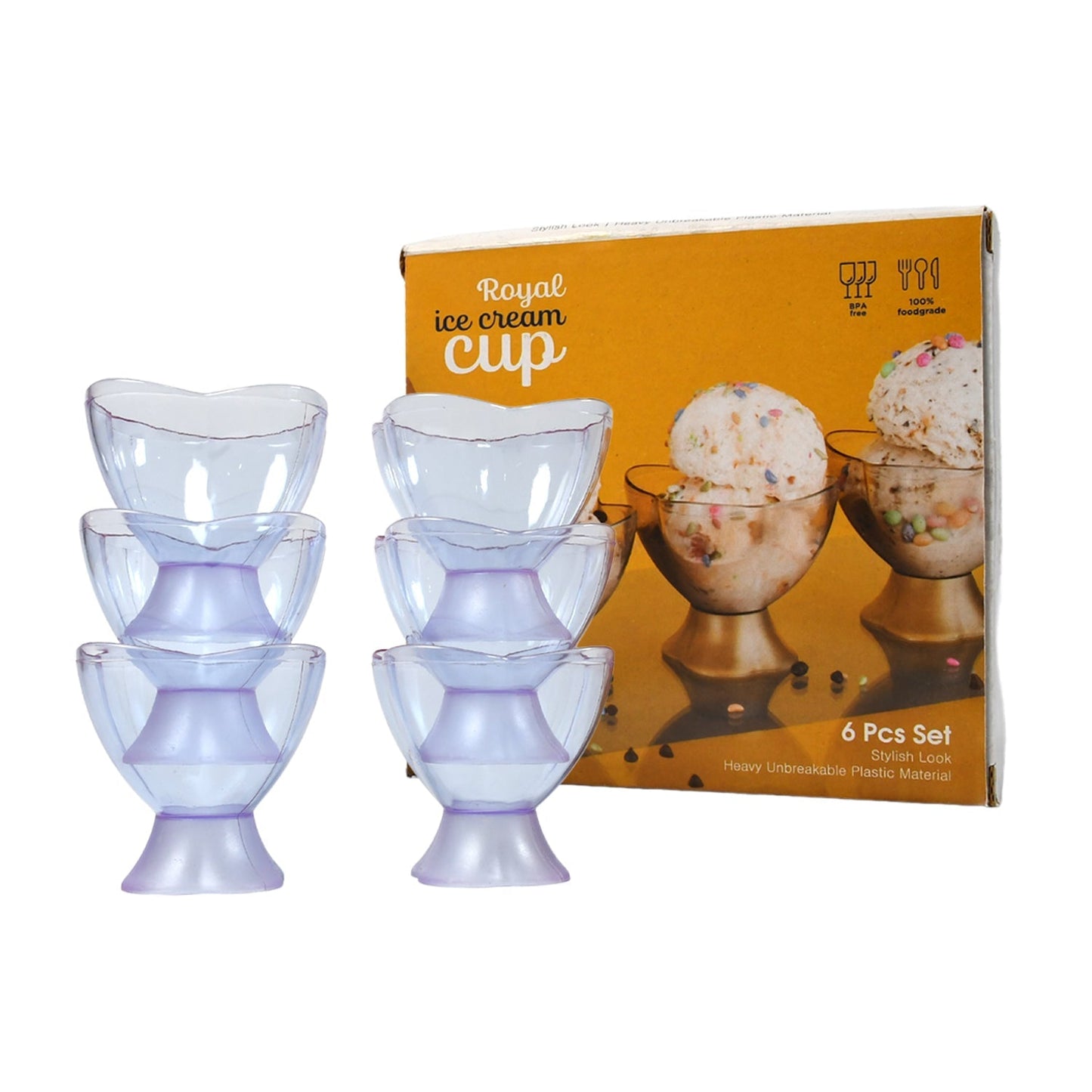 MODERN STYLE DESSERT & ICE CREAM BOWL PLASTIC 6PCS FOR HOME ,OFFICE,PARTY - Springkart 