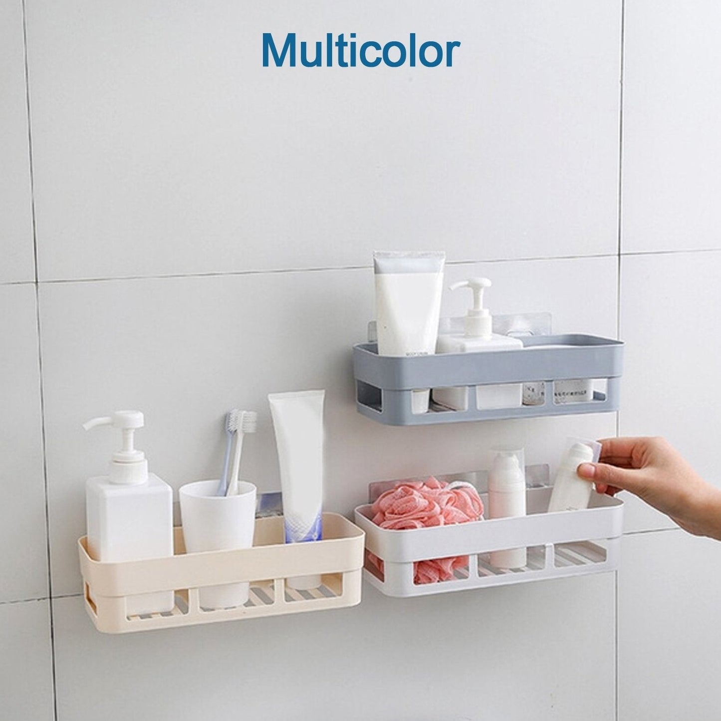 ABS Plastic Shower Corner Caddy Basket Shelf Rack with Wall Mounted Suction Cup for Bathroom Kitchen - Springkart 