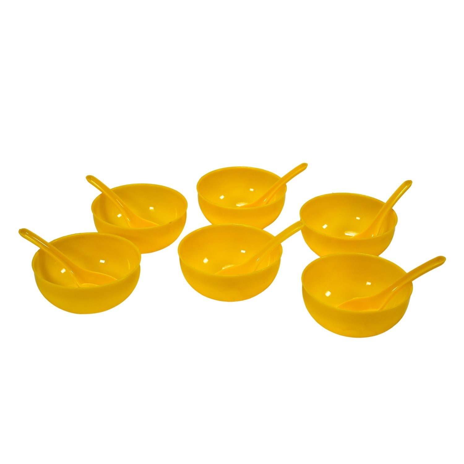 Soup Bowl Spoon Set Plastic For Kitchen & Home Use (6Pcs Set) - Springkart 