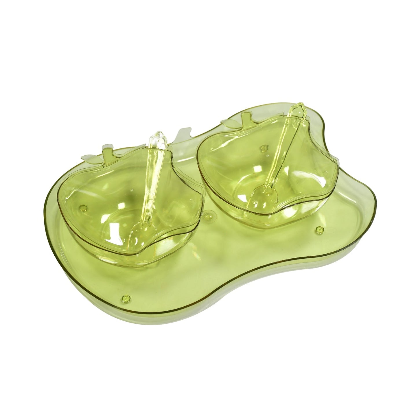 Apple Shape 2Piece Serving Set of Bowl with Spoon & Tray. Dinnerware Serving Snacks & Pickle - Springkart 
