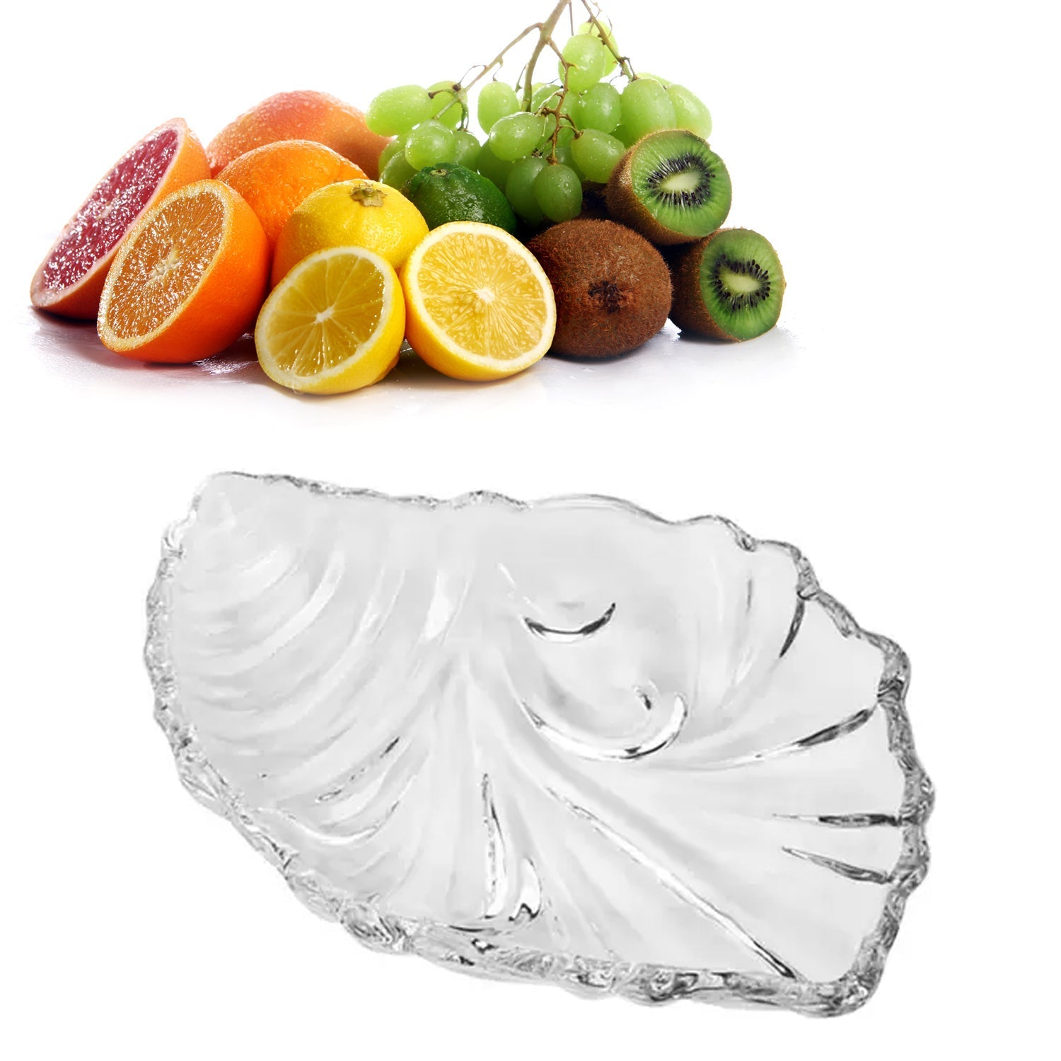 Leaf shaped Glass Serve tray of snacks, Mukhwaas, and ice cream. - Springkart 