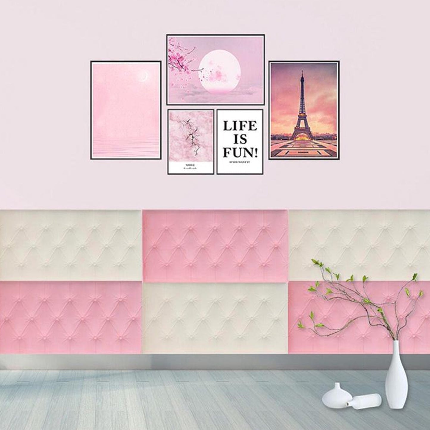 Pink 3D Adhesive wallpaper for living Room. Room Wall Paper Home Decor Self Adhesive Wallpaper - Springkart 