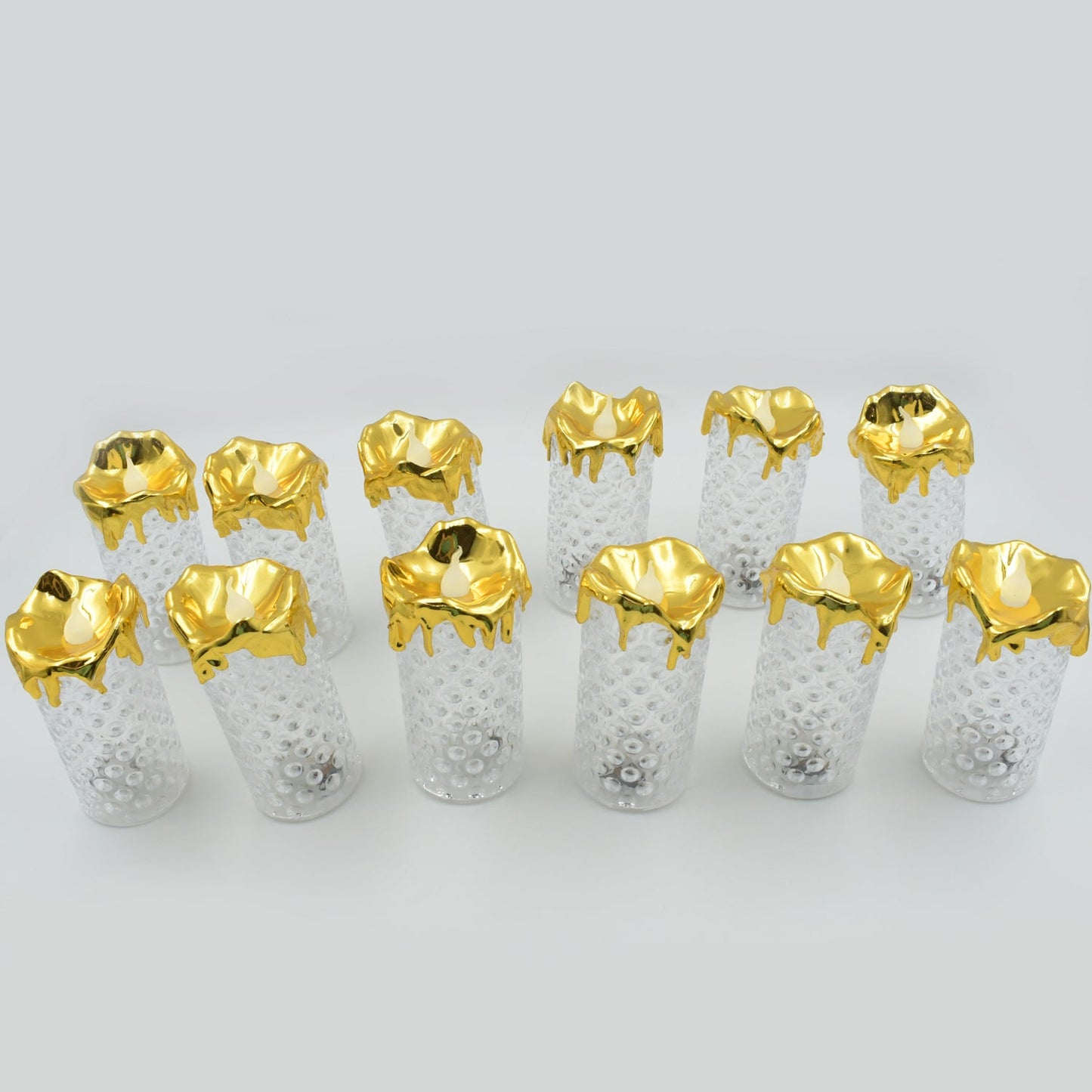 Gold Flameless Candles LED Light Flameless and Smokeless Decorative, Candles Led Tea Light Candle Perfect for Gifting, Home, Diwali,Wedding, Christmas, Crystal Candle Lights, Table Decorations (12 Pc MOQ) - Springkart 