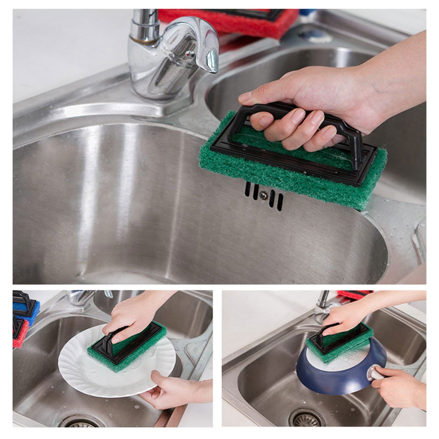 Handle Scrubber Brush widely used by all types of peoples for washing utensils and stuffs in all kinds of bathroom and kitchen places etc. - Springkart 
