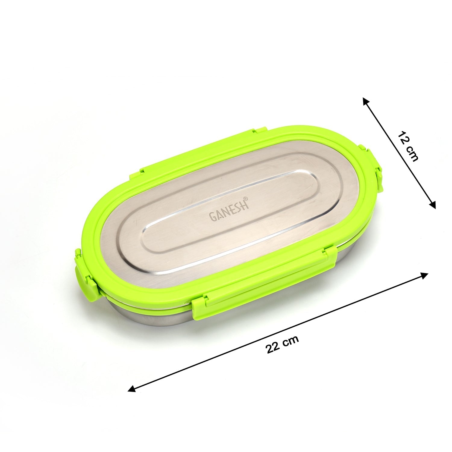 Ganesh Solo Oval 650 Stainless Steel Leak proof airtight Lunch Pack for Office & School Use - Springkart 