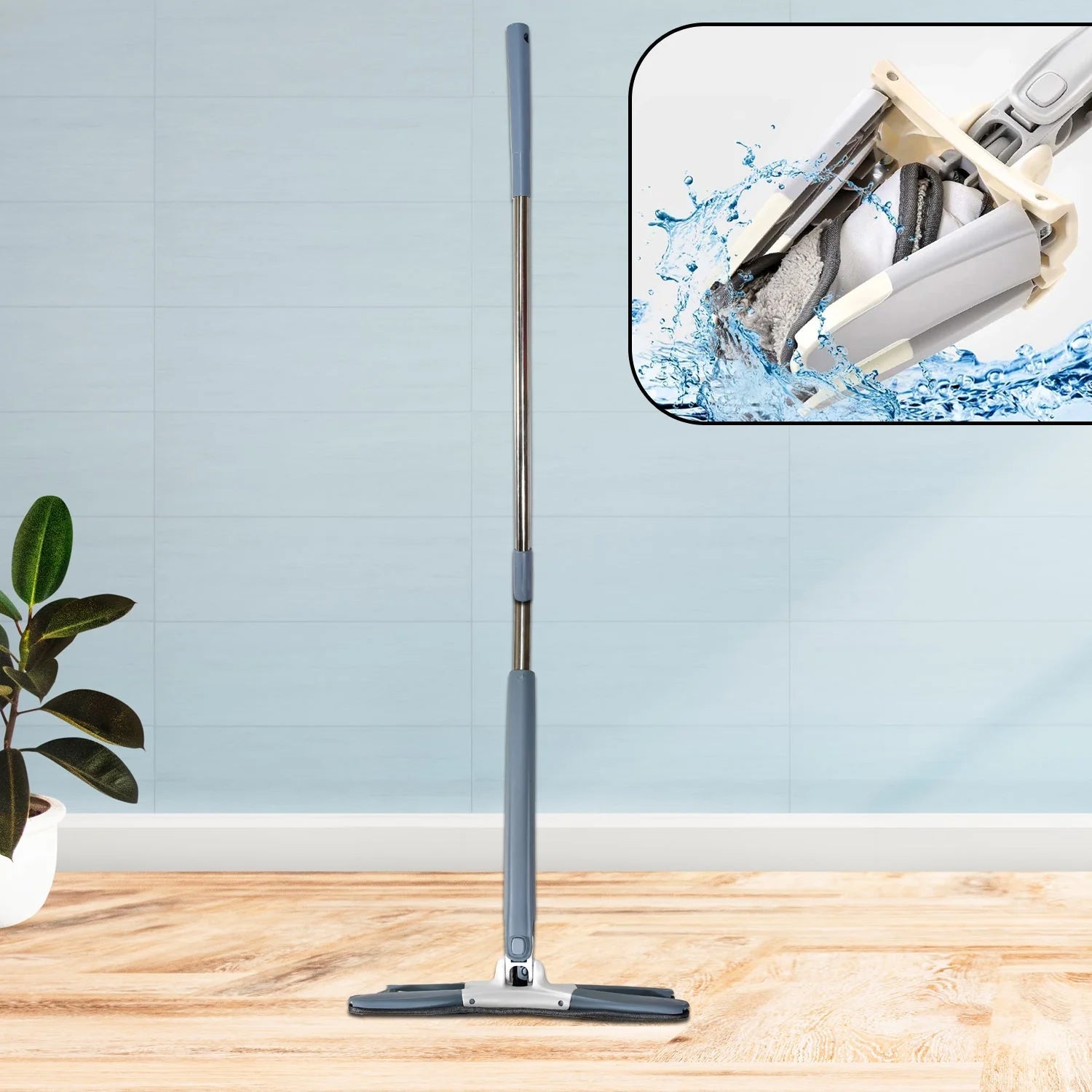 Adjustable 360° Flat Hand Mop: Floors, Walls, Ceilings (Easy Squeeze) - Springkart 