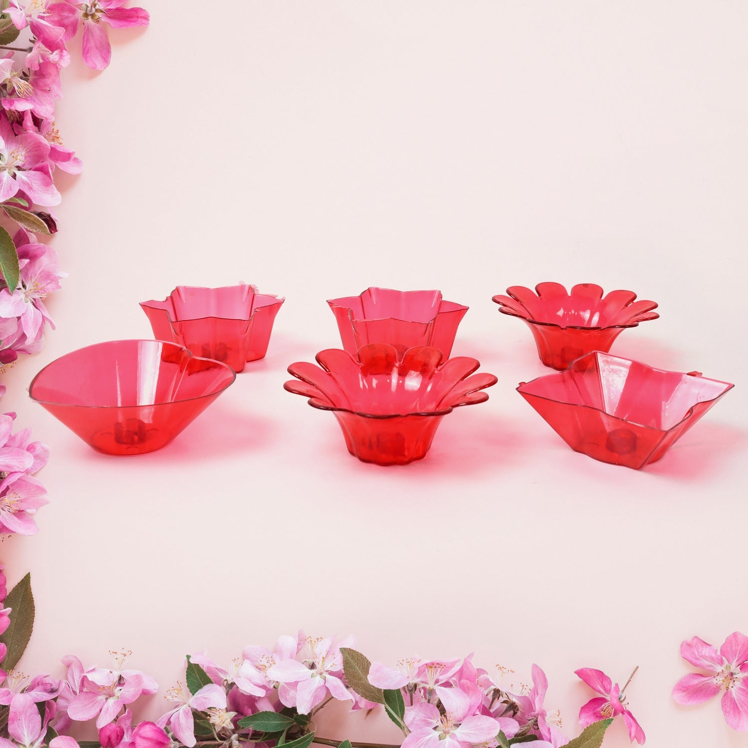Reflection Diya Combo Plastic Candle Cup with Multi Shape (12 Pcs Set) - Springkart 