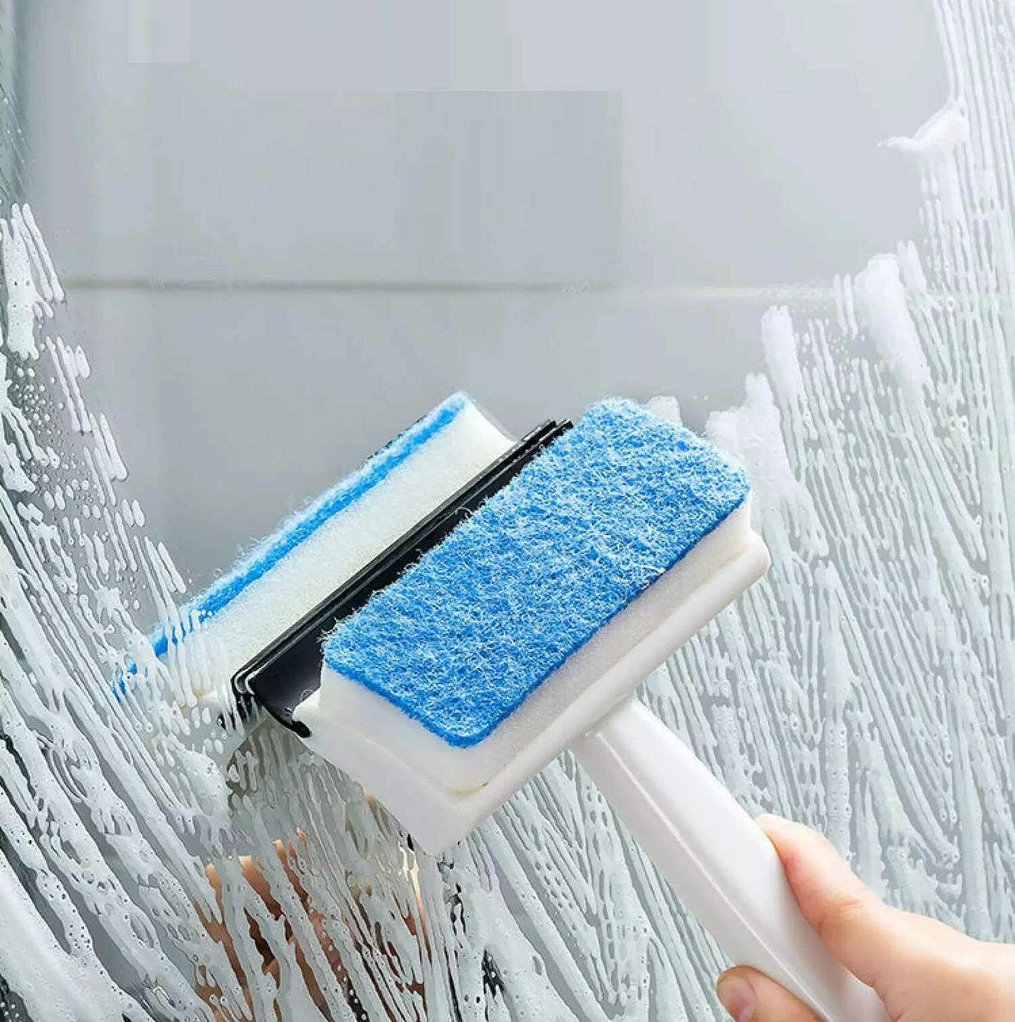 2-in-1 Glass Wiper & Cleaning Brush | Double-Sided Mirror, Tile, and Grout Cleaner for Bathroom & Windows - Springkart 
