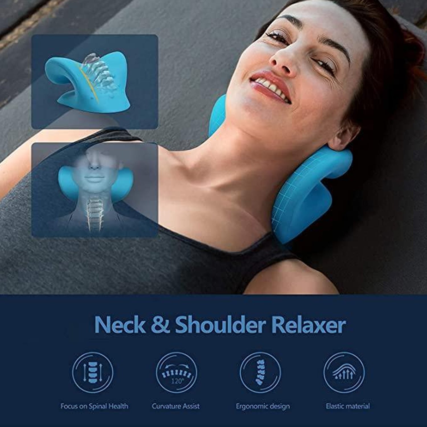 Neck Relaxer | Cervical Pillow for Neck & Shoulder Pain | Chiropractic Acupressure Manual Massage | Medical Grade Material | Recommended by Orthopaedics - Springkart 