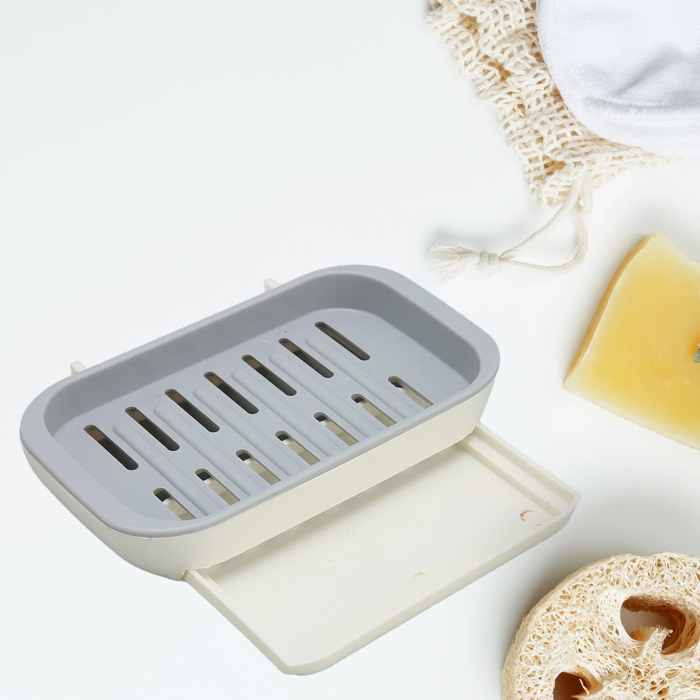 Bathroom Soap Holder, Soap Dish Container, Soap Case for Water Draining, Soap Holder Tray with Adhesive Sticker - Springkart 