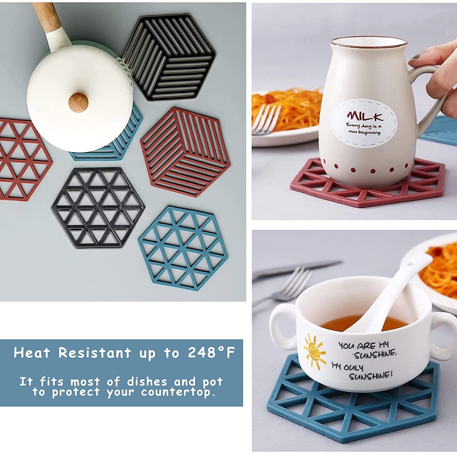 Mat for Cup PVC Tea Coaster Non-Slip Placemat High Temperature Insulation Pad Hollow Pot Mat Bowl with Anti-hot - Springkart 