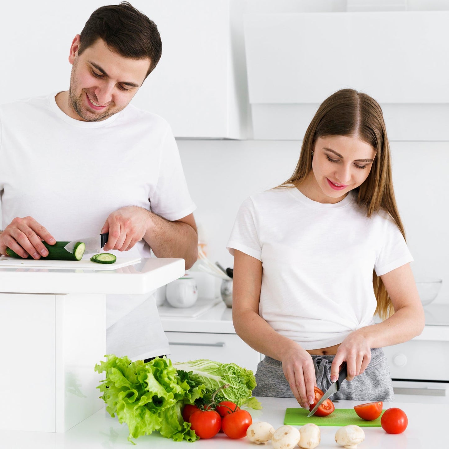 Premium plastic chopping board and knife for food prep