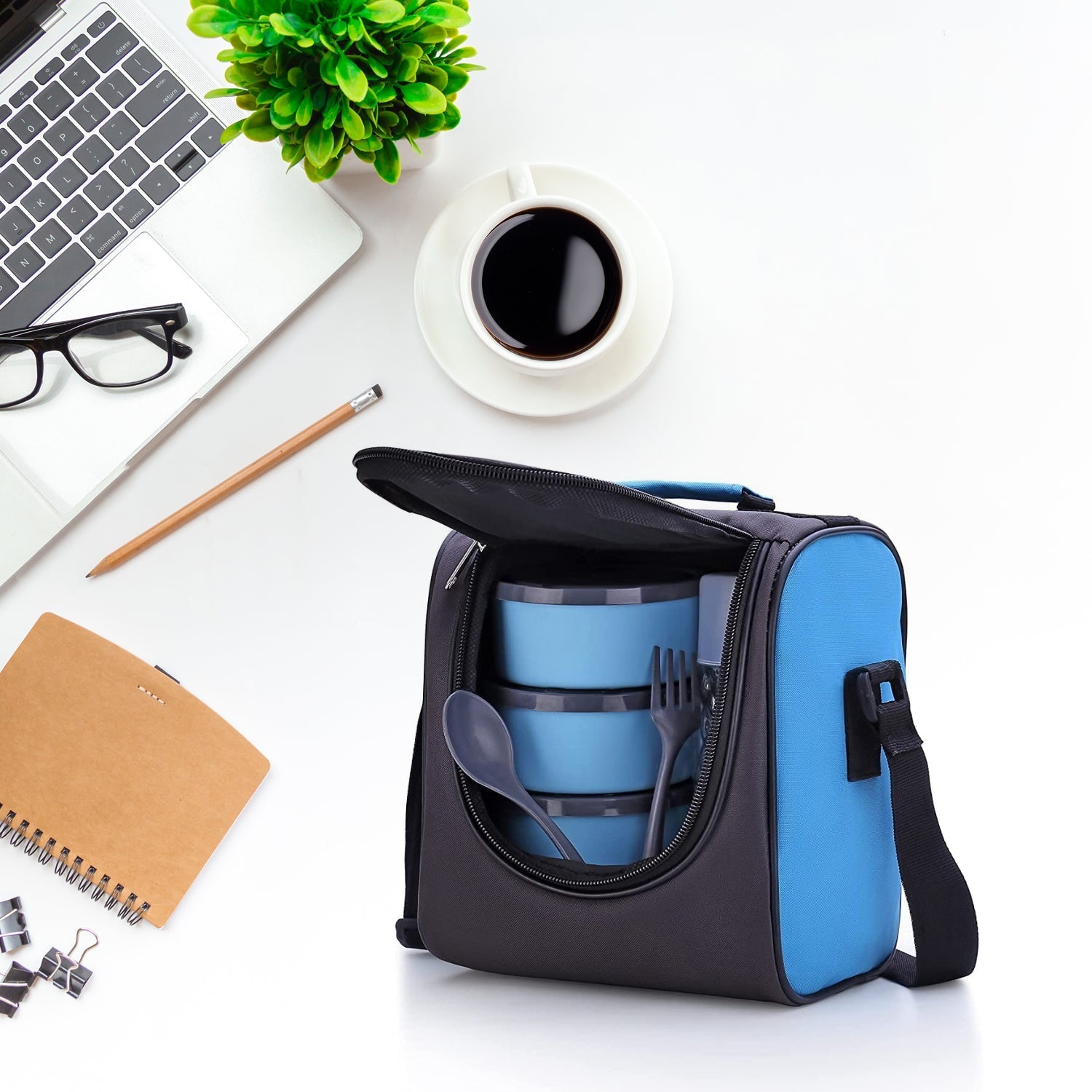 All in One Lunch Box With Fabric Bag For Office & School Use - Springkart 