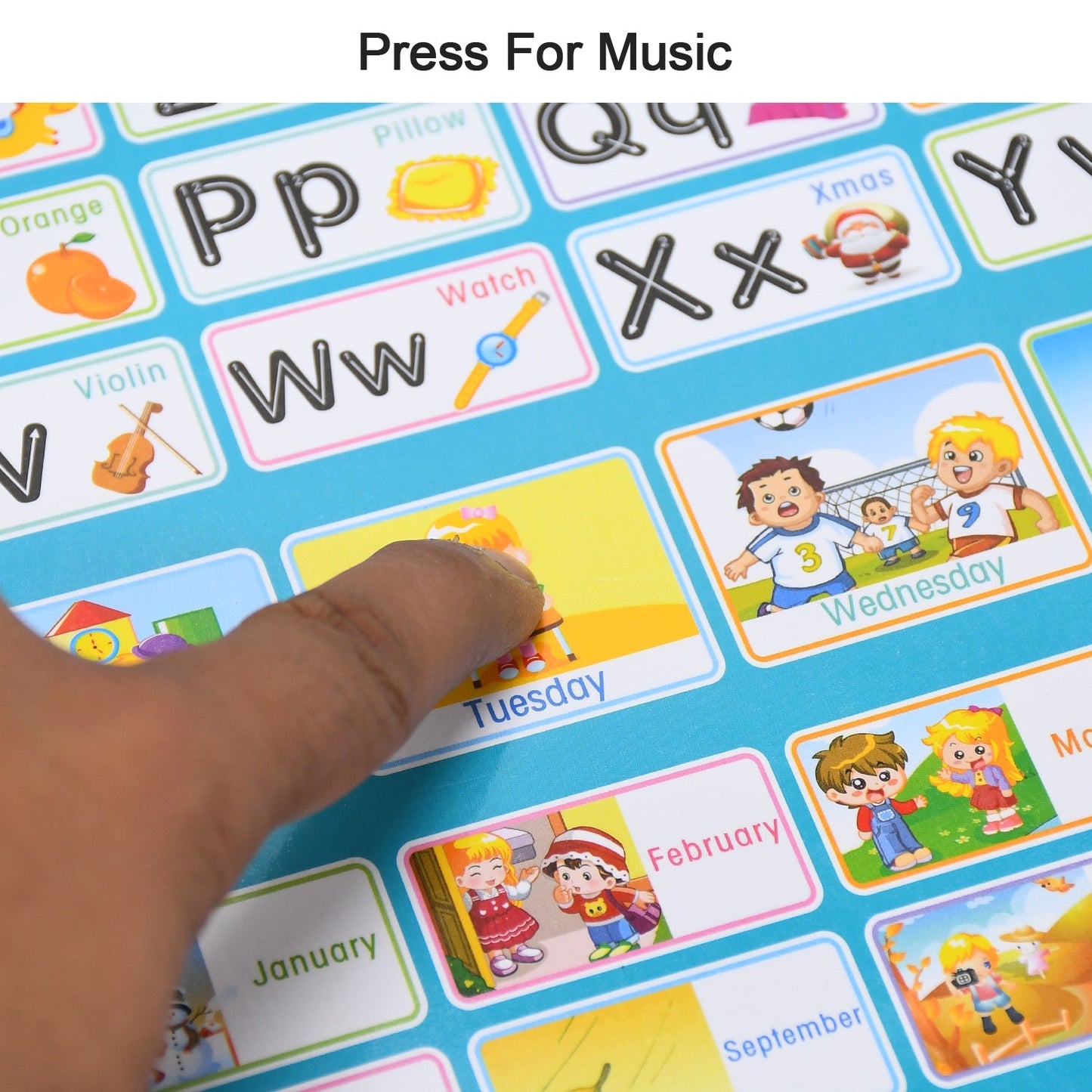 Learning Board 2in1 - Educational PAD for Kids Musical Board for Alphabet ABC Learning Toy Play Mat & Drawing with One Doodle Pen - Springkart 
