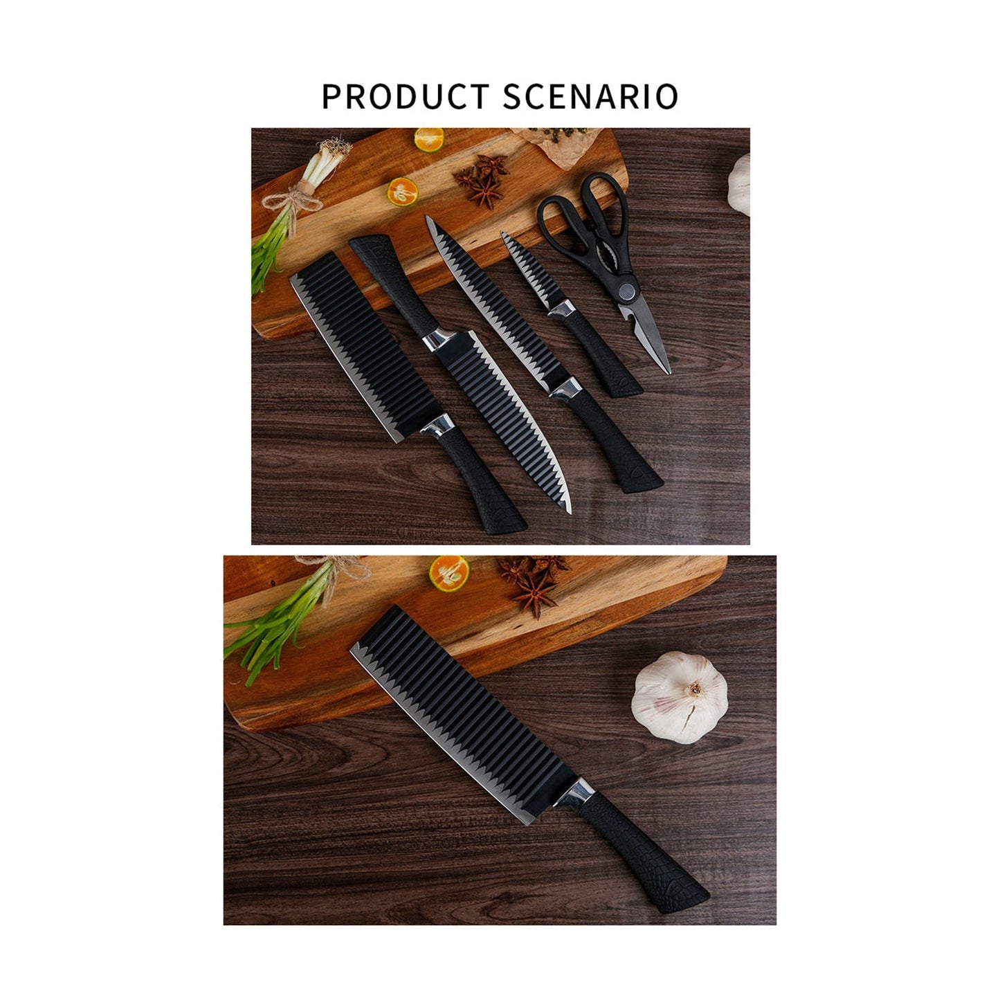 Stainless Steel Knife Set With Chef Peeler And Scissor (6 Pieces) - Springkart 