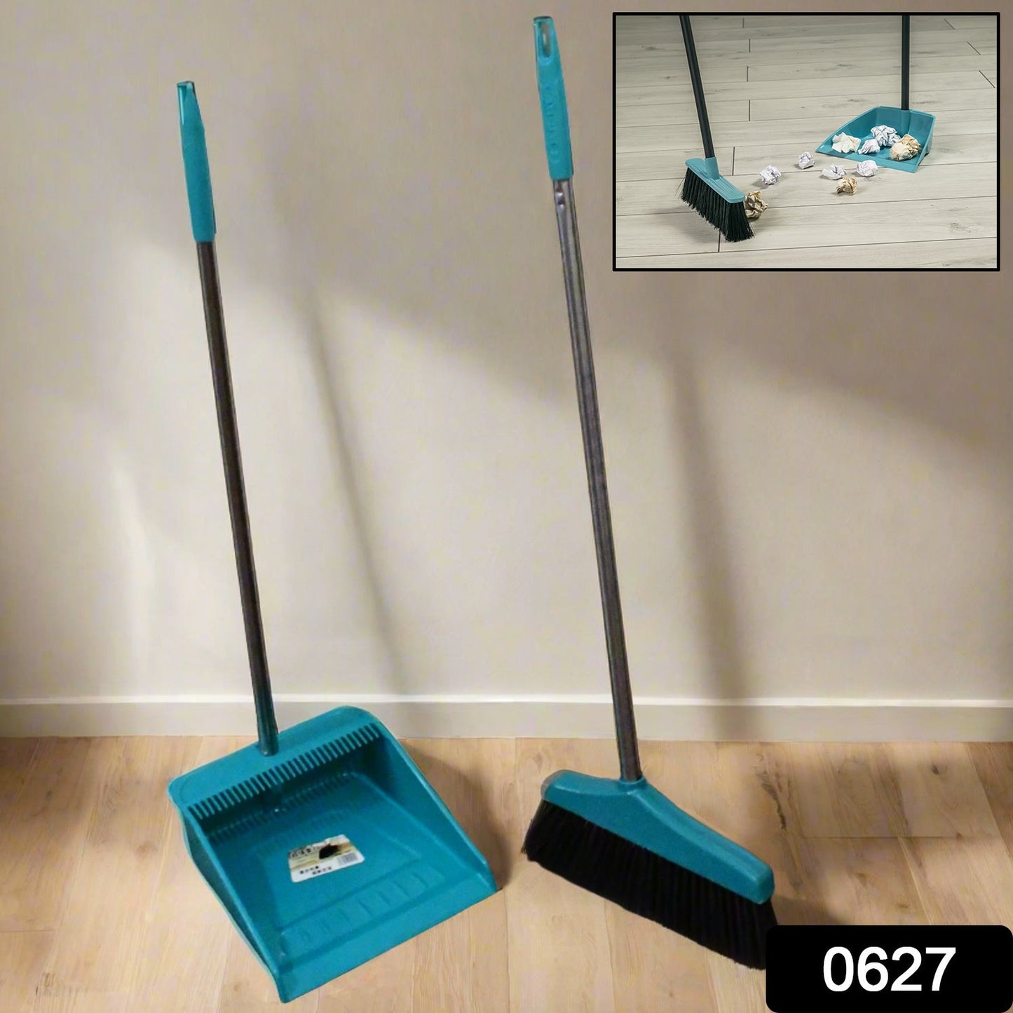 Long Handle Dustpan and Brush 2 Piece Set for Sweeping Cleaning Home Office - Springkart 