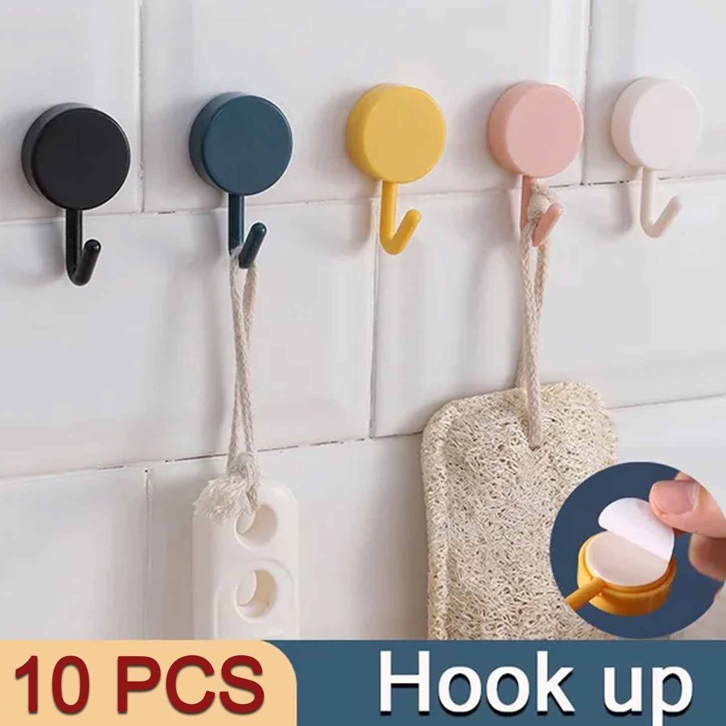 Self Adhesive Sticky Hook, Small Wall Hooks ( 10pc ) - Springkart 
