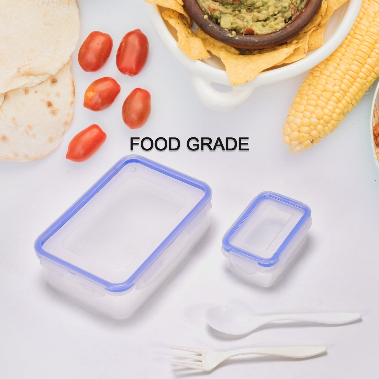 Multipurpose Air Tight 4 Side Lock Food Grade Lunch Box With Small Square Container - Springkart 