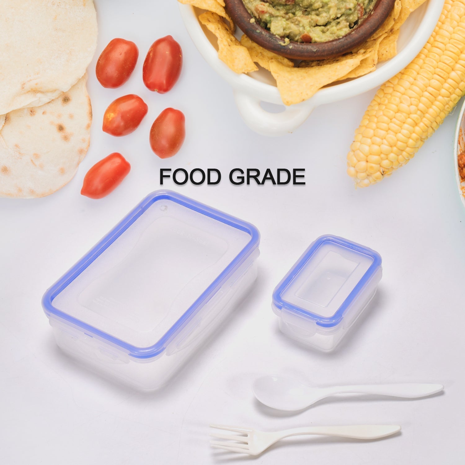 Multipurpose Air Tight 4 Side Lock Food Grade Lunch Box With Small Square Container - Springkart 