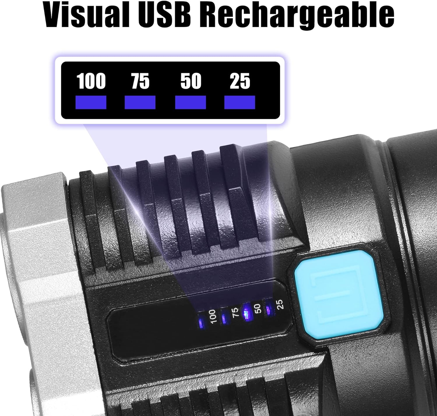 Multifunctional Strong 4 LED Torch Light, Portable Rechargeable Flashlight Long Distance Beam Range 800 Lumens COB Light 4 Mode Emergency for Hiking, Walking, Camping (4 LED Torch) - Springkart 