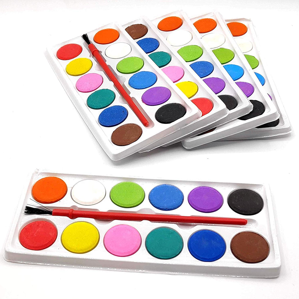 Painting Water Color Kit - 12 Shades and Paint Brush (13 Pcs) - Springkart 