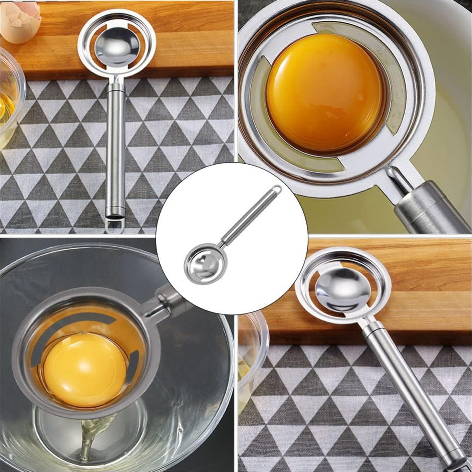 kitchen tools Egg Yolk White Separator Stainless Steel Egg White Separator Tools Eggs Yolk Filter Gadgets Kitchen Gadgets Separating Funnel Spoon Egg Divider Tools - Springkart 