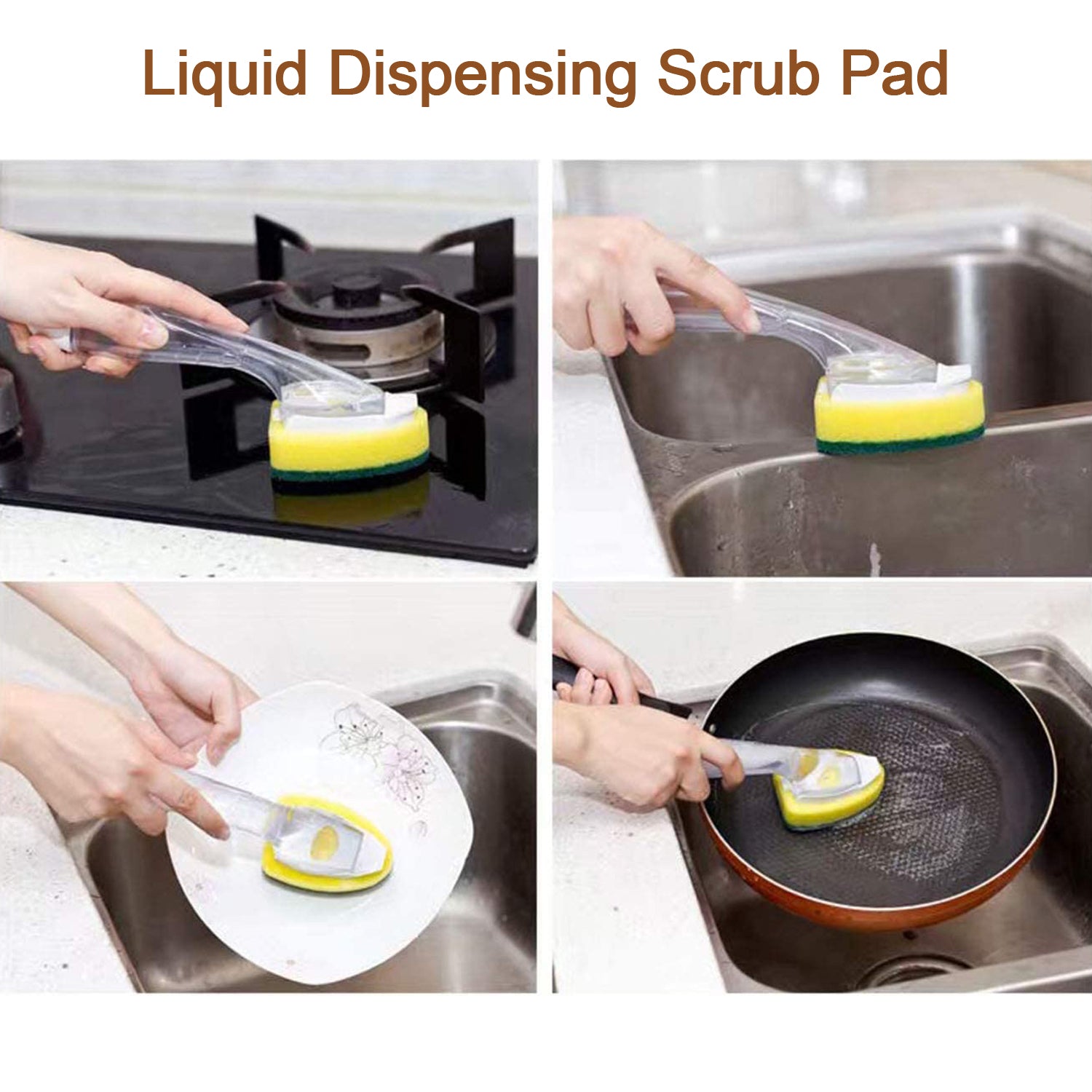 Liquid dispensing Scrub widely used for washing and cleaning utensils and all kitchen stuff to make them again clean and shiny. - Springkart 