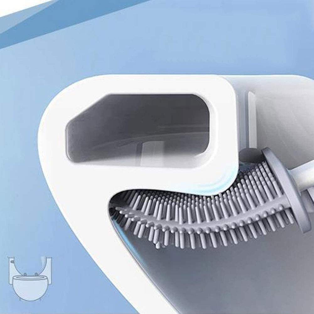 Silicone Toilet Brush with Holder Stand for Bathroom Cleaning - Springkart 