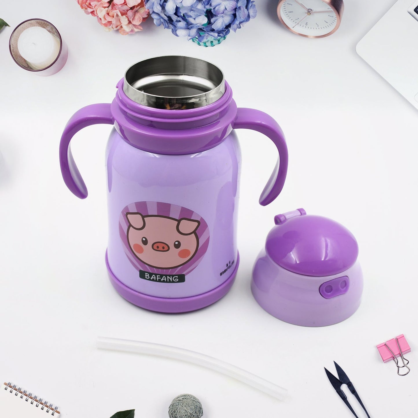 PLASTIC INSULATED STAINLESS STEEL KID'S SIPPER BOTTLE (350 Ml) - Springkart 