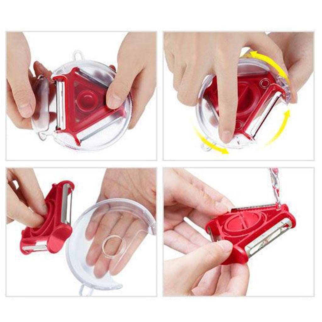 3 in 1 Multi Function Three Use Rotary Hanging Round Planer Peeler and Cutter Vegetable Slicer Kitchen Tools Kitchen Gadgets - Springkart 