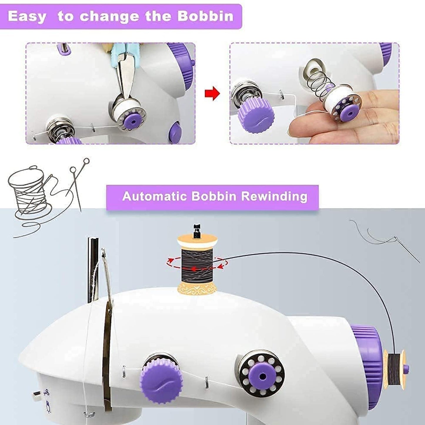 Home Tailoring Sewing Machine With Extension Table Set, Foot Pedal, Adapter Mini Electric Silai Machine, Portable Stitching Machine/Tailoring Machine