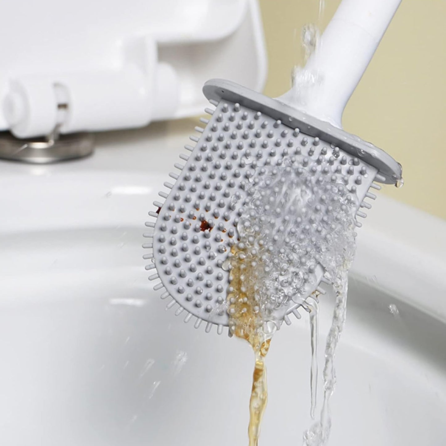 Silicone Toilet Brush with Holder Stand for Bathroom Cleaning - Springkart 