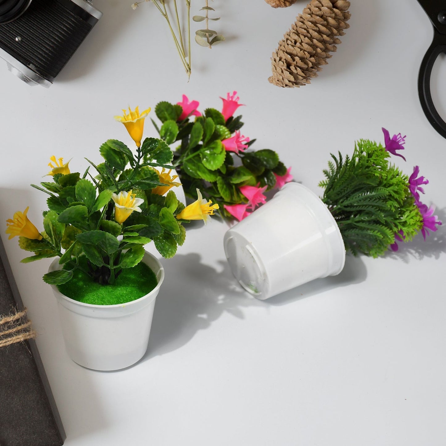 Flower Pot Artificial Decoration Plant | Natural Look & Plastic Material For Home , Hotels , Office & Multiuse Pot - Springkart 