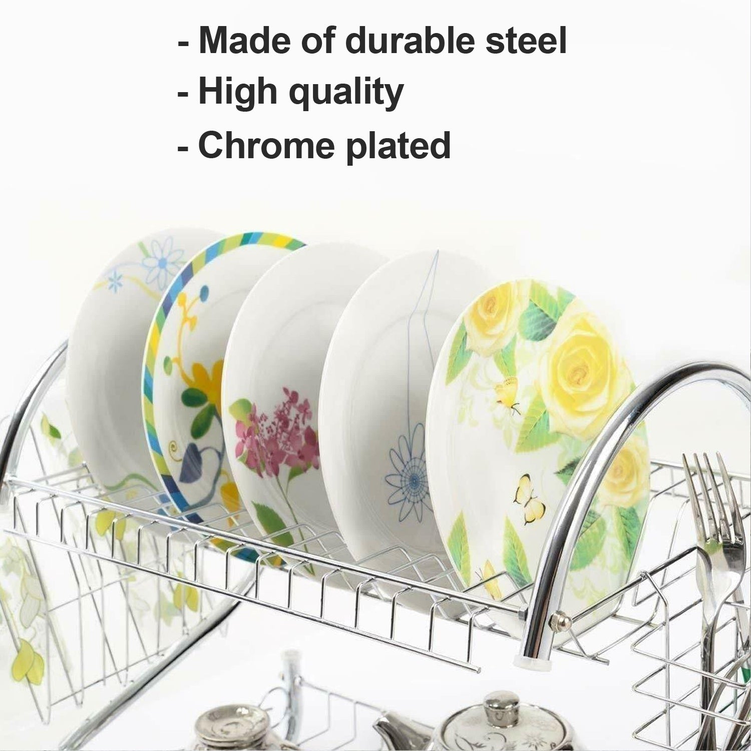 Stainless Steel 2 Layer Kitchen Dish Rack / Plate Cutlery Stand - Springkart 