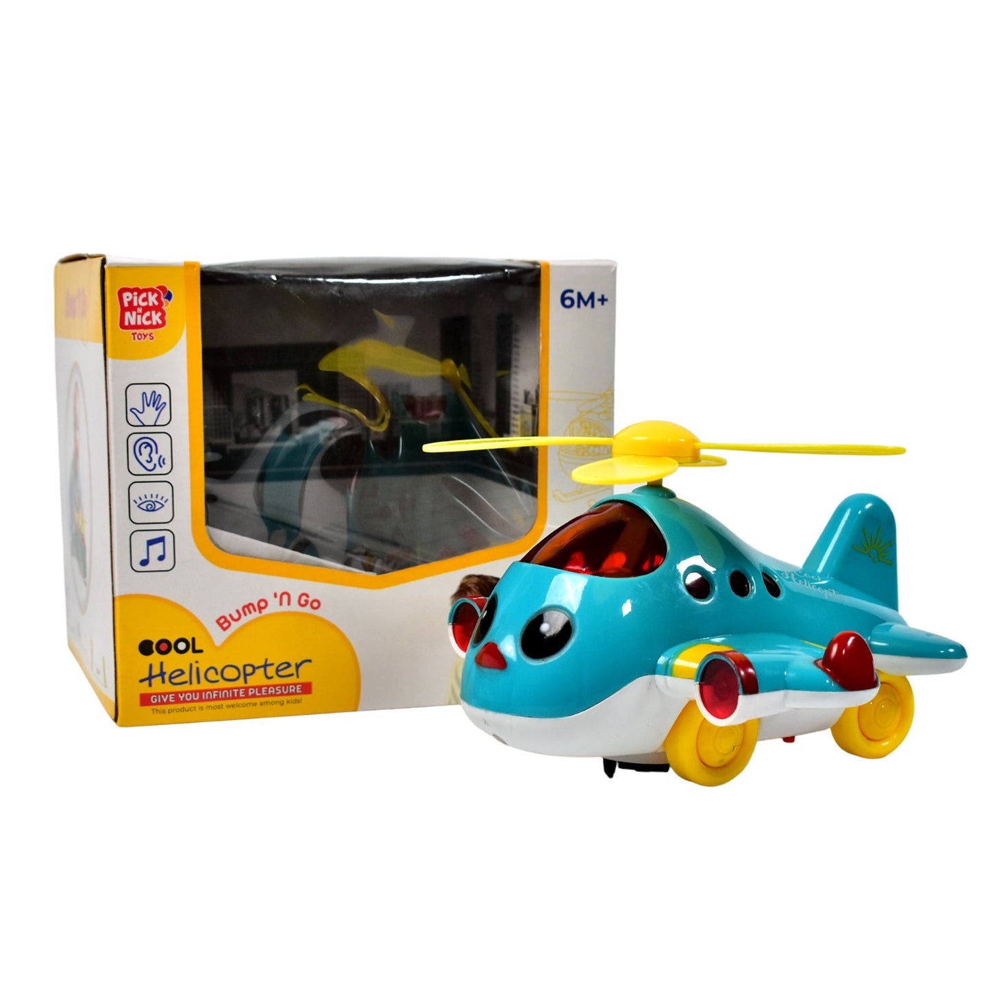 Helicopter Airplane Musical Toy - Electronic Moving Plane with Lights, for 6-18 Months, Encourages Crawling - Springkart 
