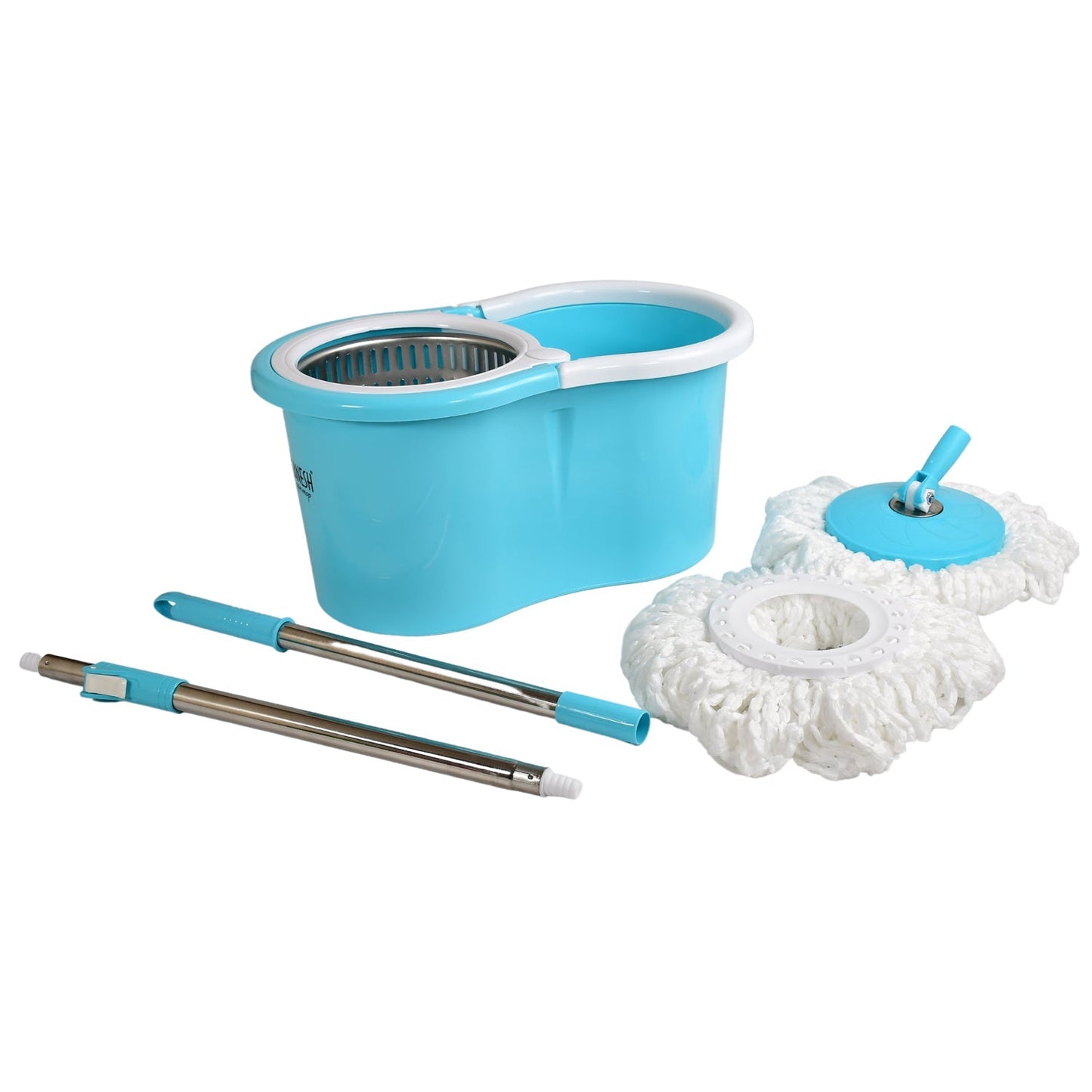 RAPID STEEL SPINNER BUCKET MOP 360 DEGREE SELF SPIN WRINGING WITH 2 ABSORBERS FOR HOME AND OFFICE FLOOR CLEANING MOPS SET - Springkart 