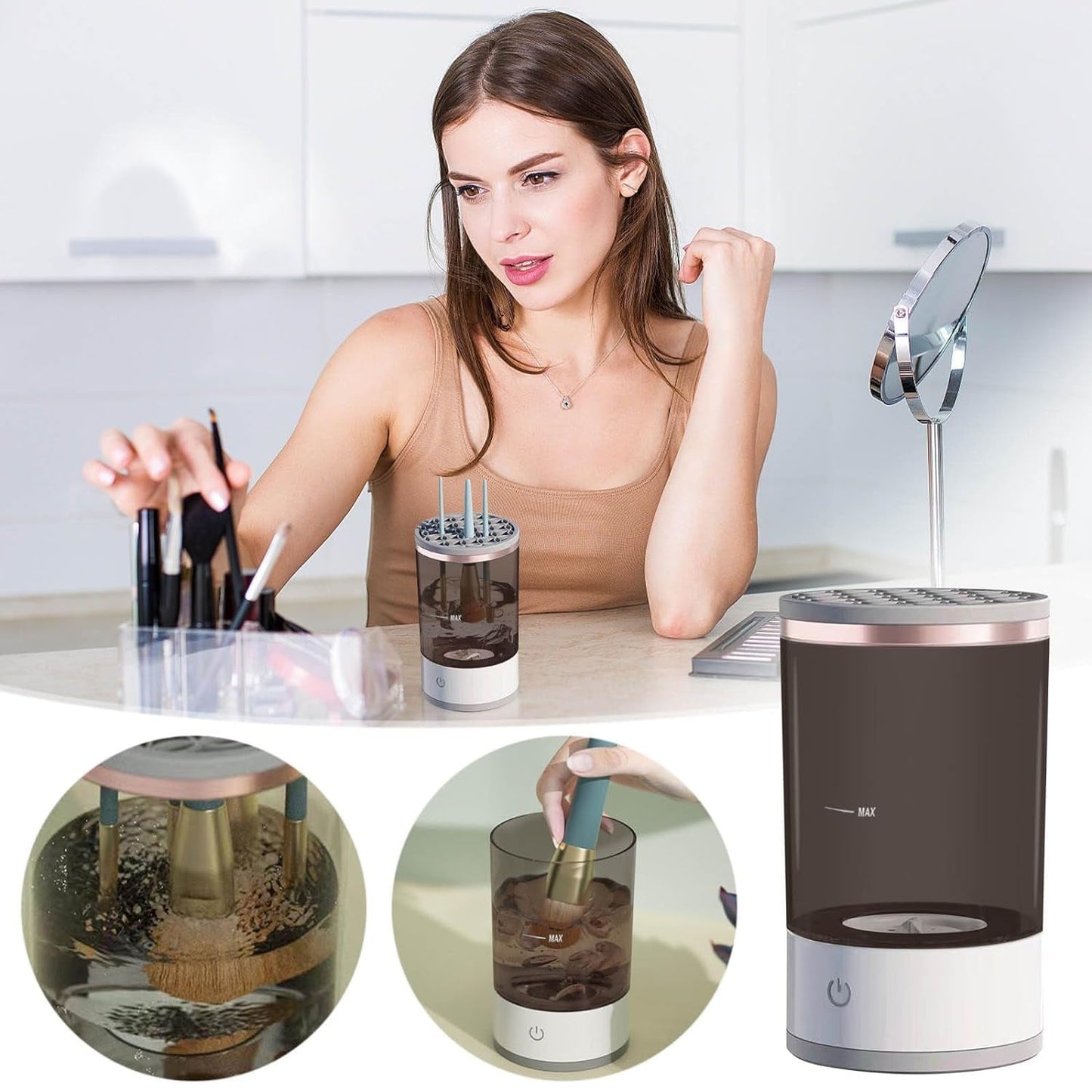 Automatic Makeup Brush Cleaner Fast Electric Brush Cleaner Hand Free Machine Super Clean Brush Washer & Brushes Organizer Tool (1 Pc) - Springkart 
