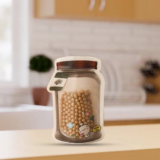 Plastic Transparent Small Jar Shaped Pouch With Zipper (2 Pc)