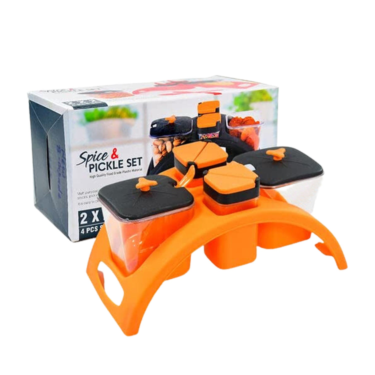 Multipurpose Pickle Jar Set (Multicolour, 4 pcs) - Springkart 