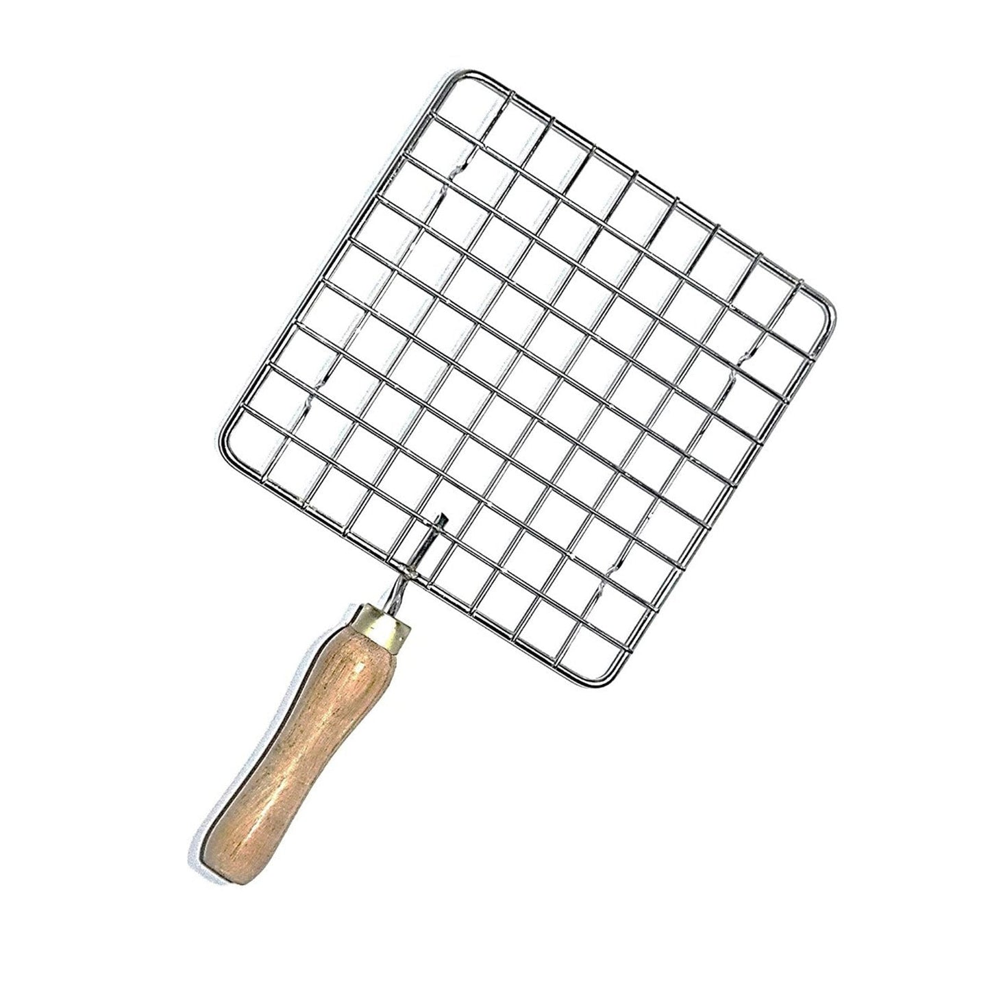 Kitchen Square Stainless Steel Roaster Jali, Barbecue Grill with Wooden Handle - Springkart 