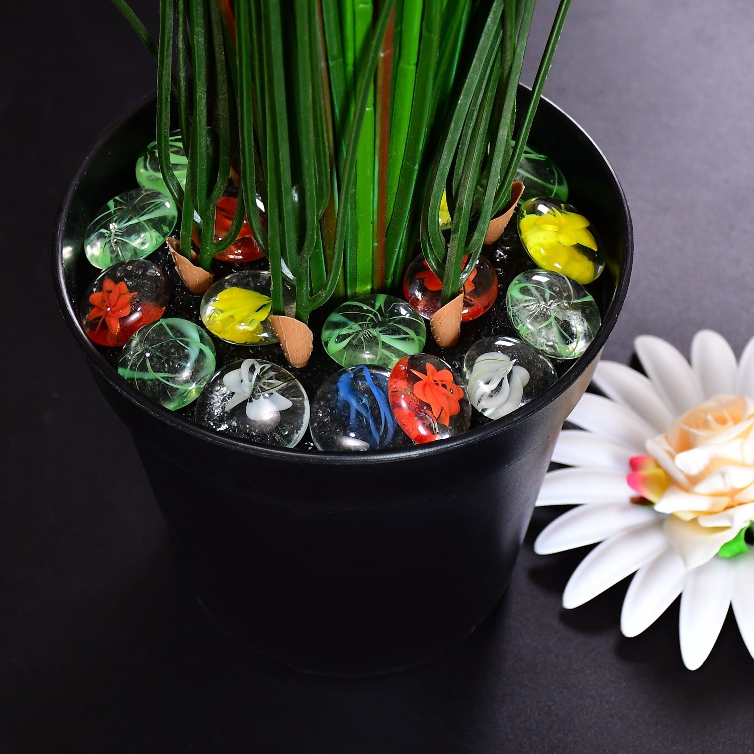 Glass Gem Stone, Flat Round Marbles Pebbles for Vase Fillers, Attractive pebbles for Aquarium Fish Tank. - Springkart 