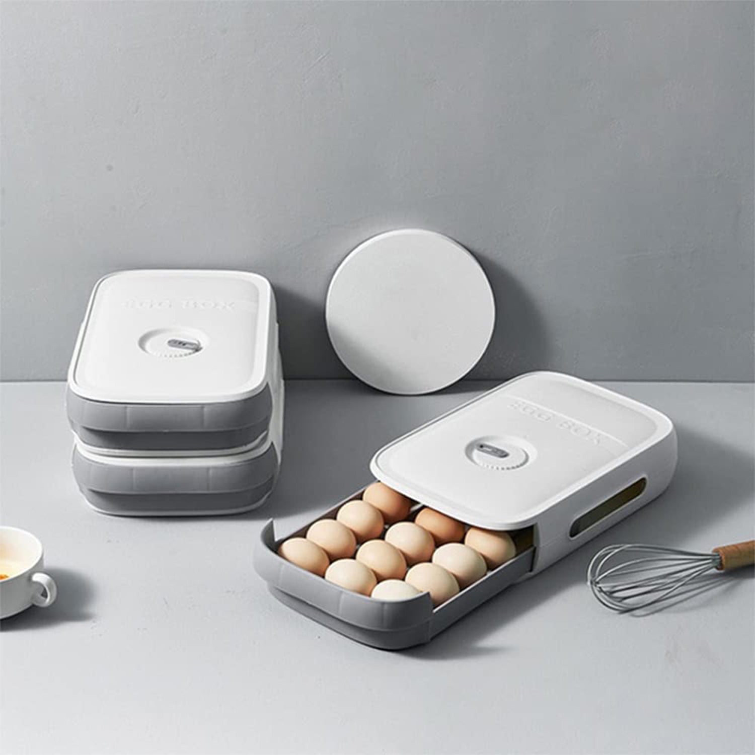 Egg Storage Box Plastic Egg Drawer Fridge Egg Organizer Egg Keeper Refrigerator Egg Drawer Plastic Egg Carton Covered Egg Holder Pantry Egg Bin Household Egg Tray (1 Pc) - Springkart 