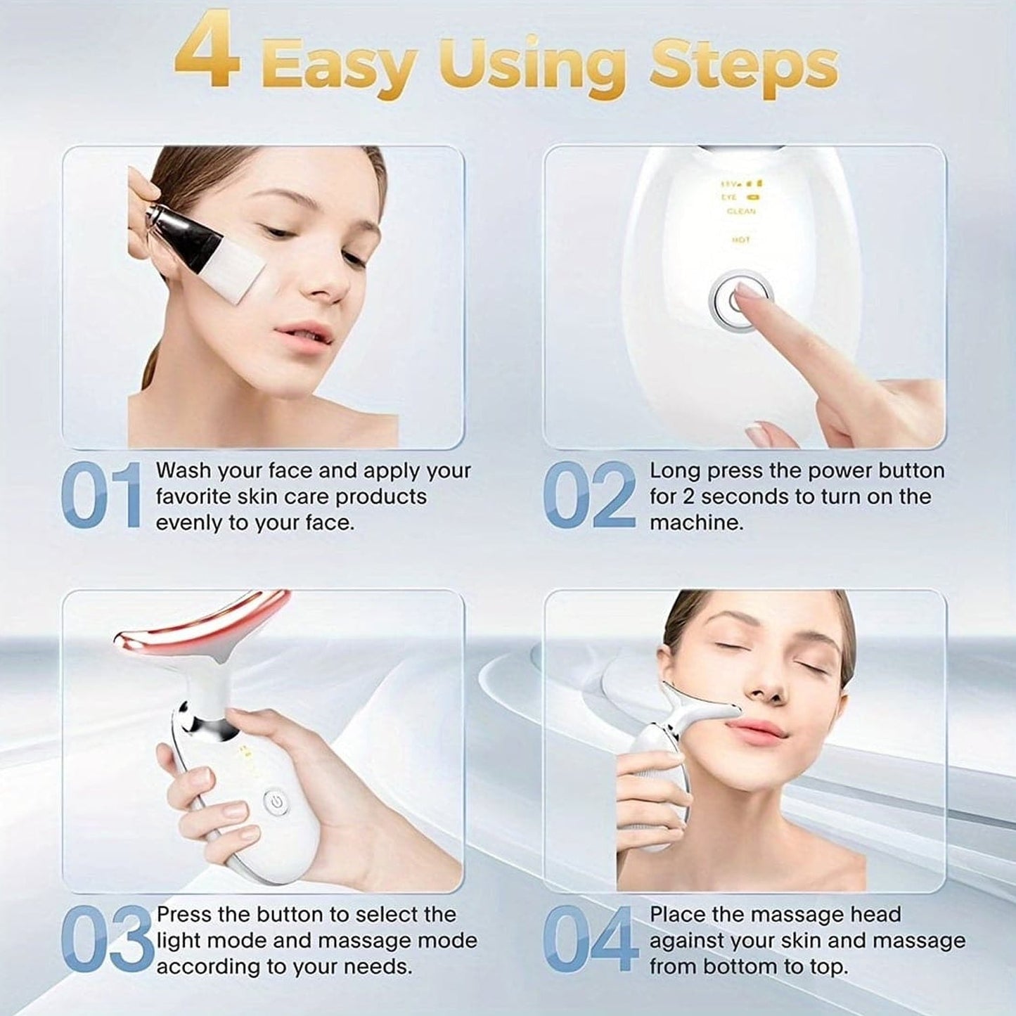 Electric Face Massager Wrinkle Remover LED Photon Face Beauty Device (1 Pc) - Springkart 