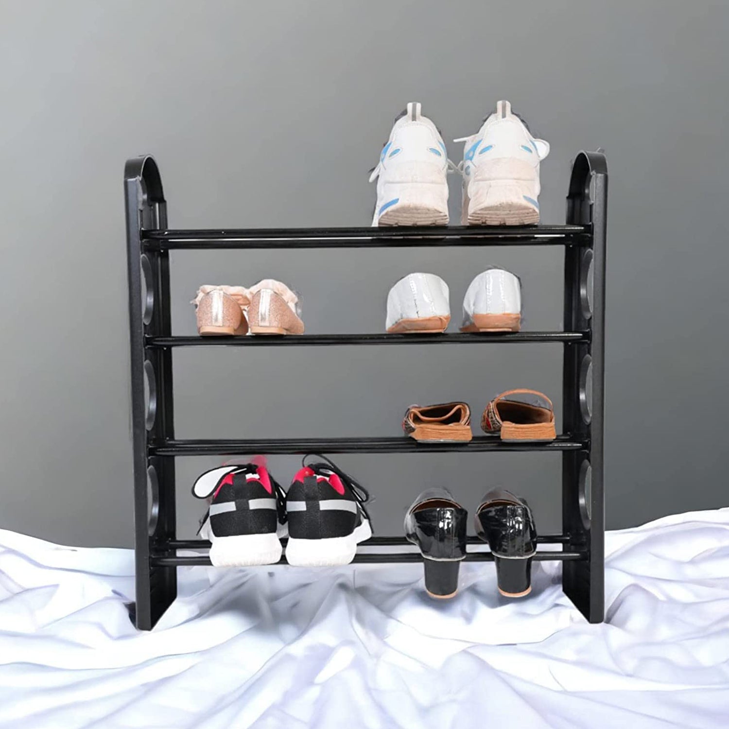 4-shelf shoe rack, space-efficient storage for organizing footwear