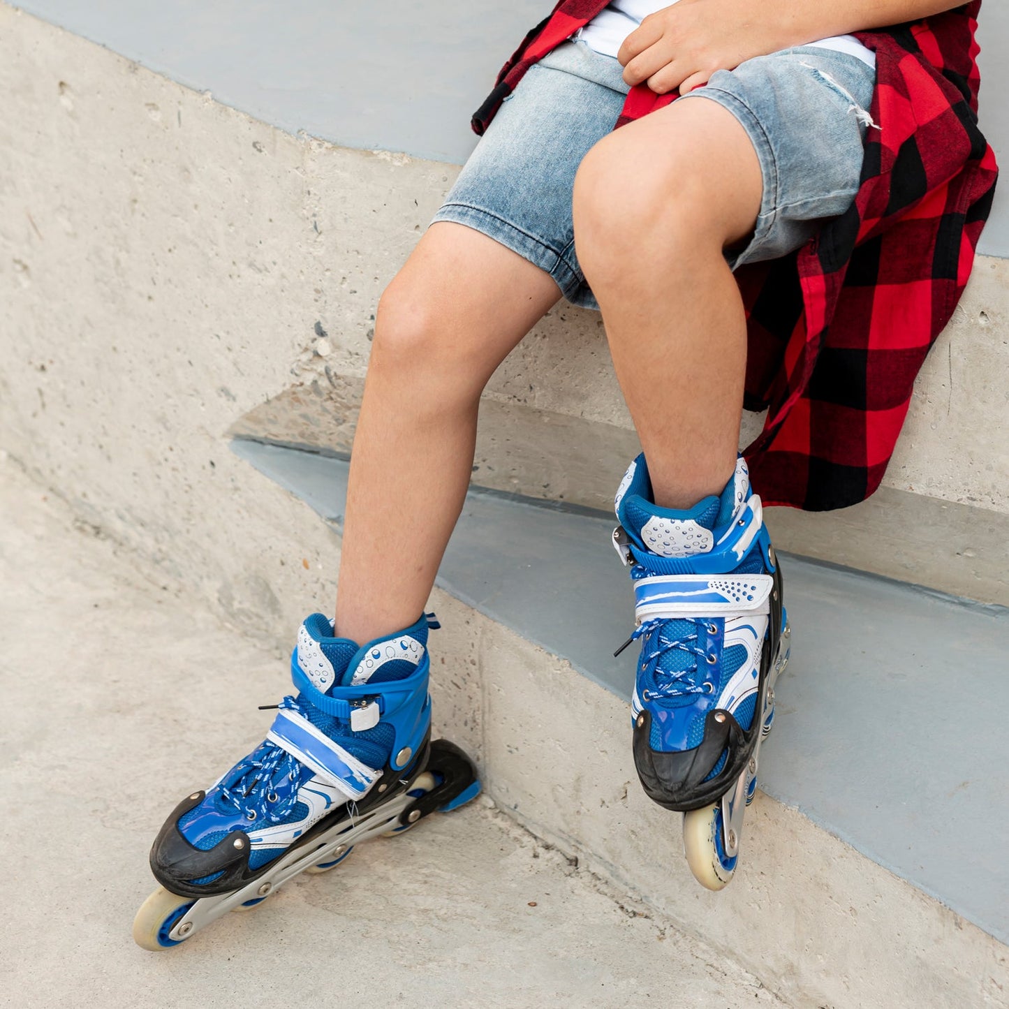 Inline Skates With Led Flashing Light Wheel With Adjustable Length Skate Premium High Quality Skates Pair (Roller Skate , Skating) - Springkart 