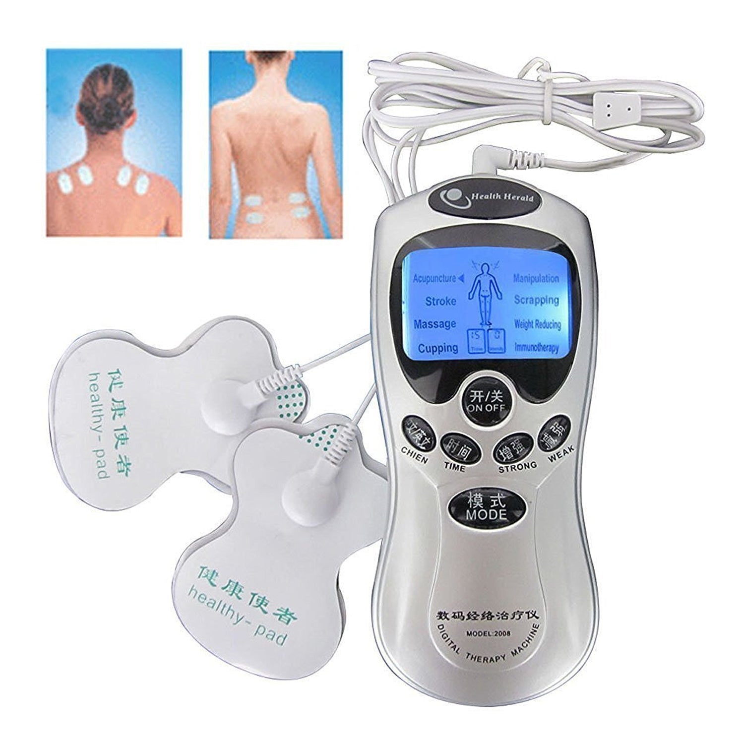 Multifunctional Massager, Health Care Digital Chinese Meridian Tens Therapy Massager Relax Body Muscle Acupuncture Machine 4 Electrode Pads & Charger Adapter and Cable, Physiotherapy, Electric Digital Therapy neck back Mane Massage - Springkart 