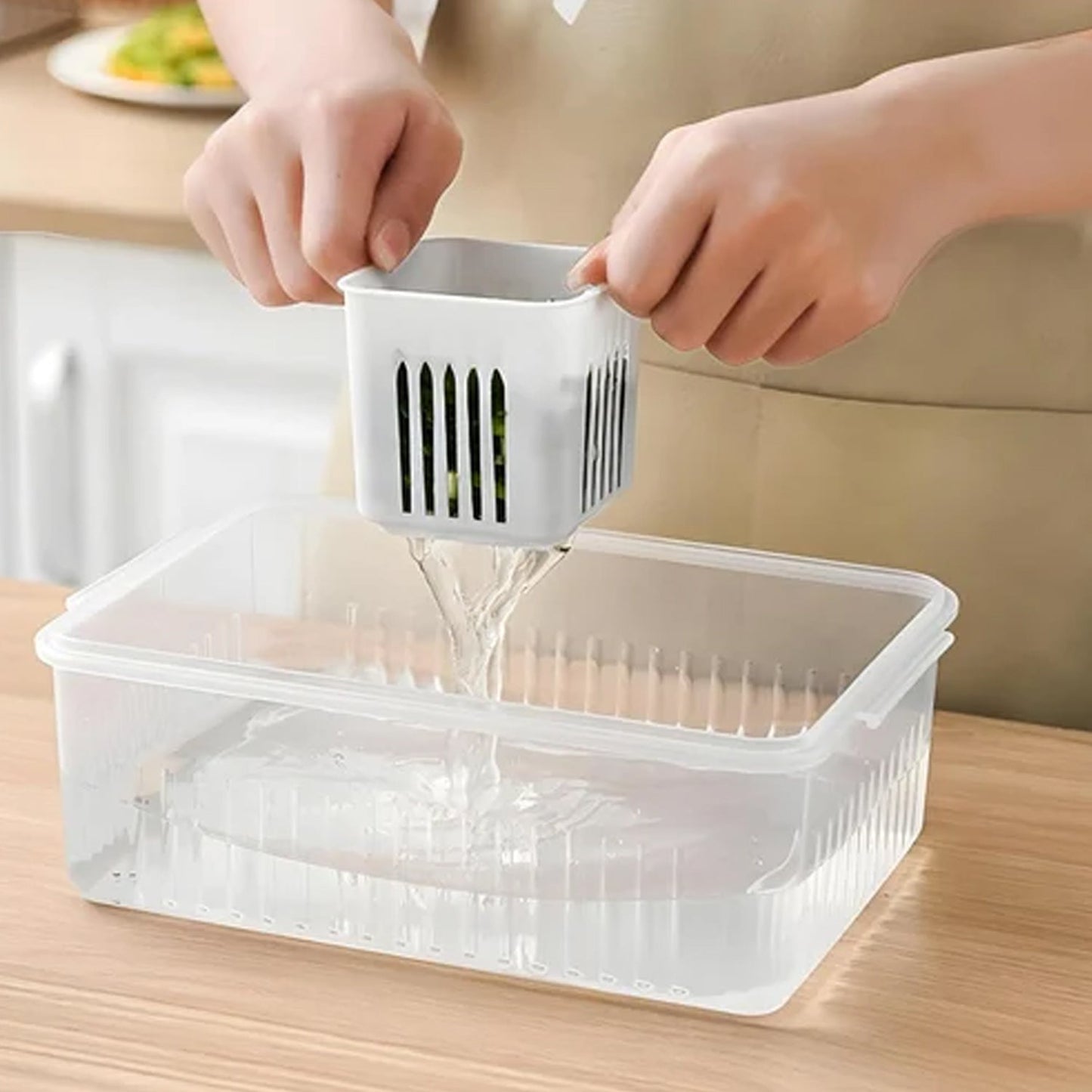Fridge Storage Boxes Freezer Storage Containers, Container for Kitchen Storage Set, Storage in Kitchen, Vegetable Storage, Draining Crisper Refrigerator Food Box (1 Pc) - Springkart 