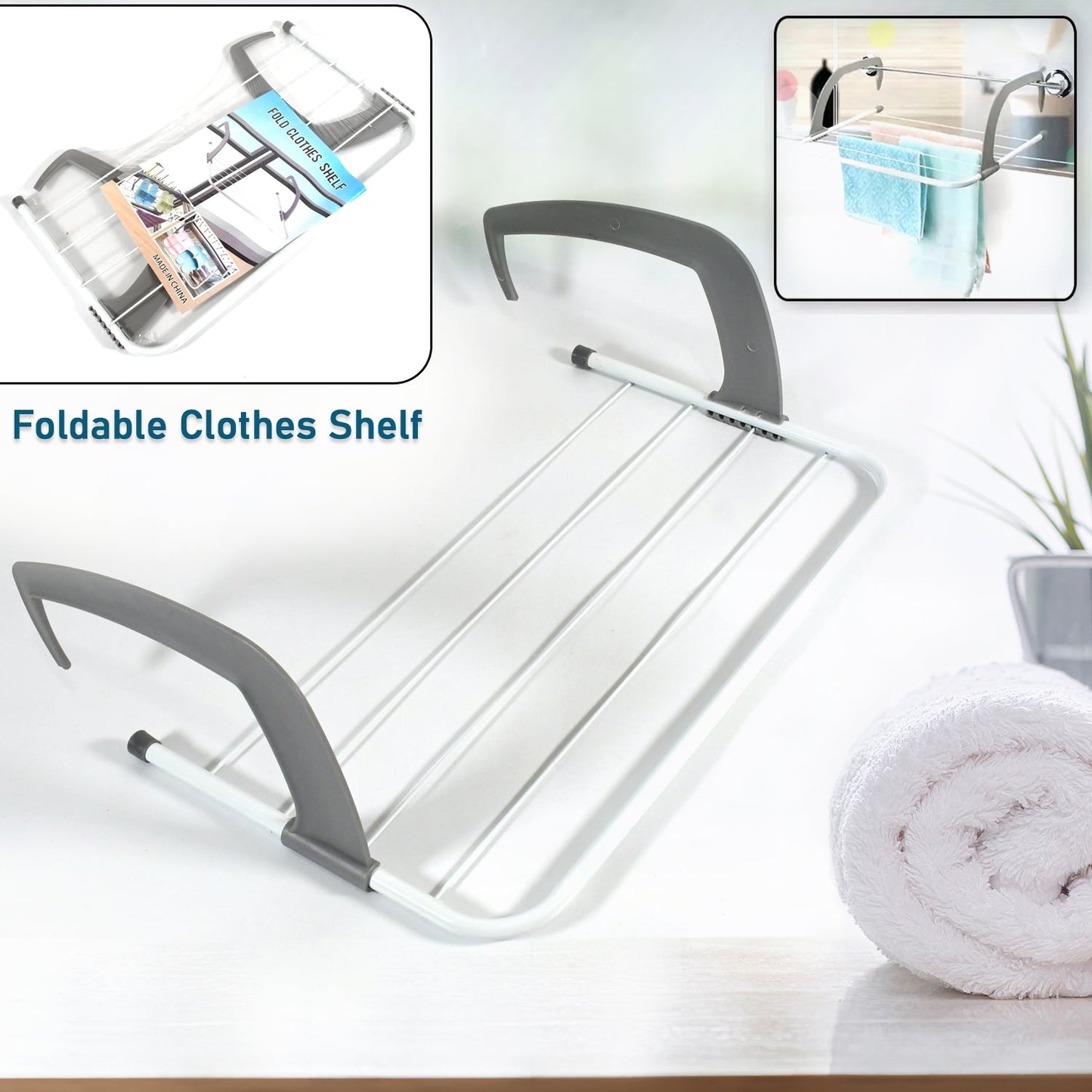 Metal Steel Folding Drying Rack for Clothes Balcony Laundry Hanger for Small Clothes Drying Hanger Metal Clothes Drying Stand, Socks and Plant Storage Holder Outdoor / Indoor Clothes-Towel Drying Rack Hanging on The Door Bathroom - Springkart 